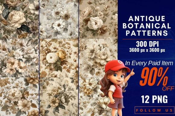 Antique Botanical Patterns: Vintage Design for Modern Projects