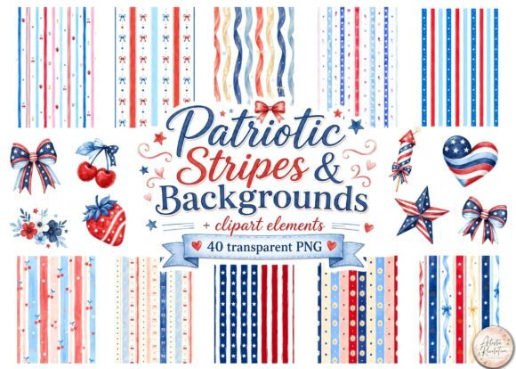 Celebrate with Style: 4th of July Stripes Backgrounds Bundle