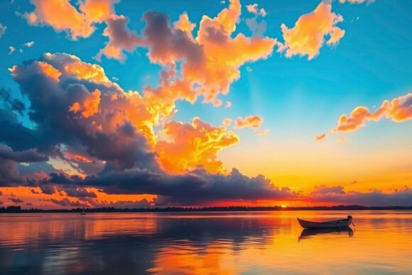 Embrace Nature’s Palette: The Versatile Appeal of Colorful Sky with Lake Background
