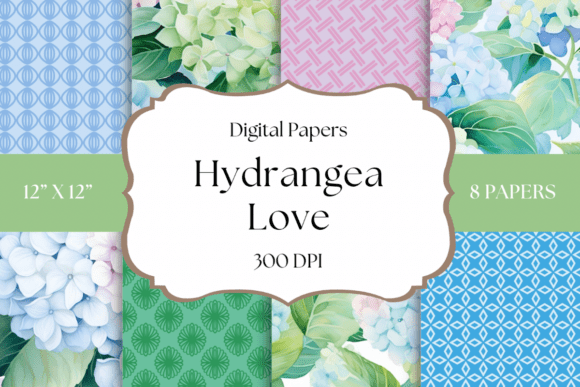 Embrace Tranquil Elegance with Hydrangea Love Watercolor Digital Papers