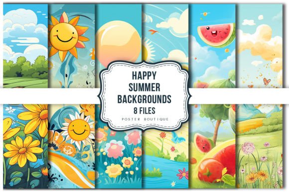 Happy Summer Backgrounds Pack: Vibrant Digital Designs
