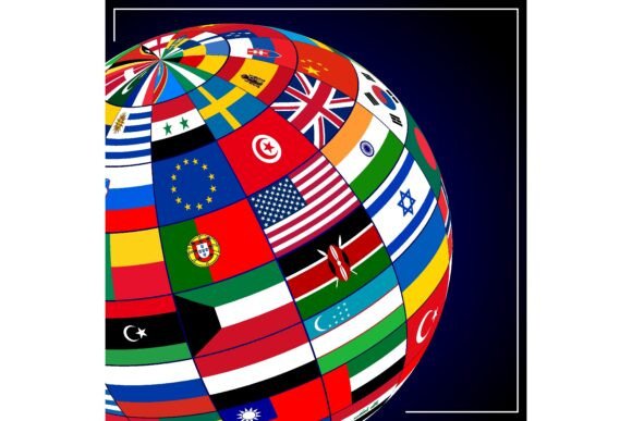 International Sphere Ball Wrapped in Flags: A Global Design Asset