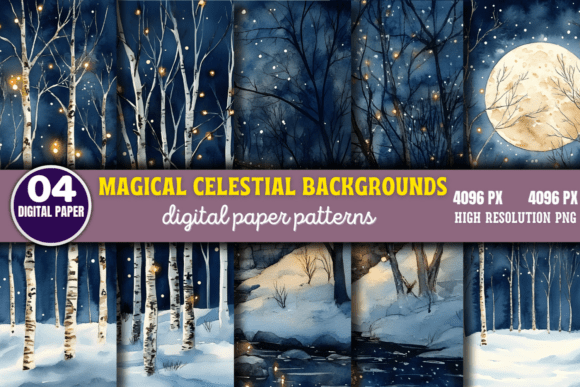Magical Celestial Backgrounds 8: Design Assets for the Night Sky
