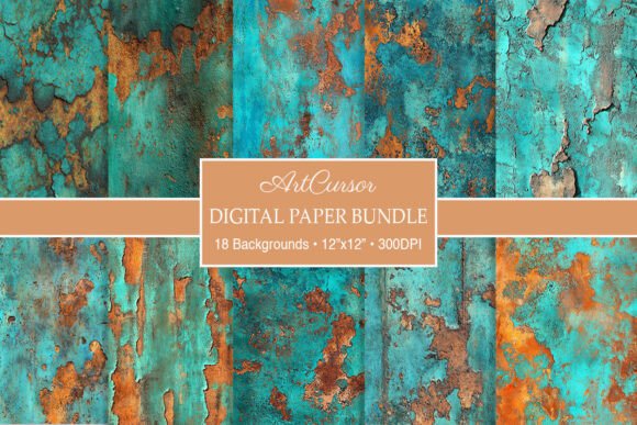 Rustic Grunge Copper Patina Backgrounds for Authentic Design