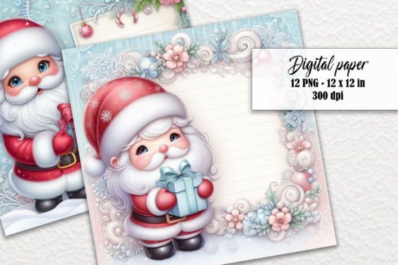 Santa Claus Winter Stationary Letter PNG: Festive Design Assets