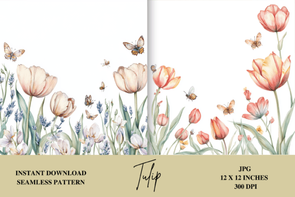 Tulip Border Frame: Spring Florals for Your Projects